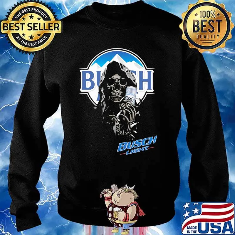 Skull Holding Busch Light Logo Shirt Sweater