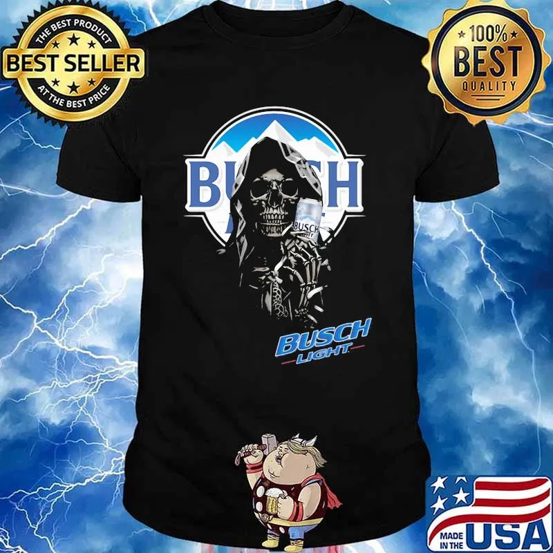 Skull Holding Busch Light Logo Shirt