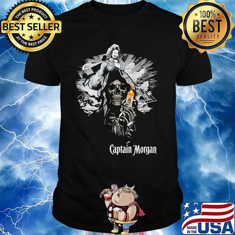 Skull Holding Captain Morgan Logo Shirt