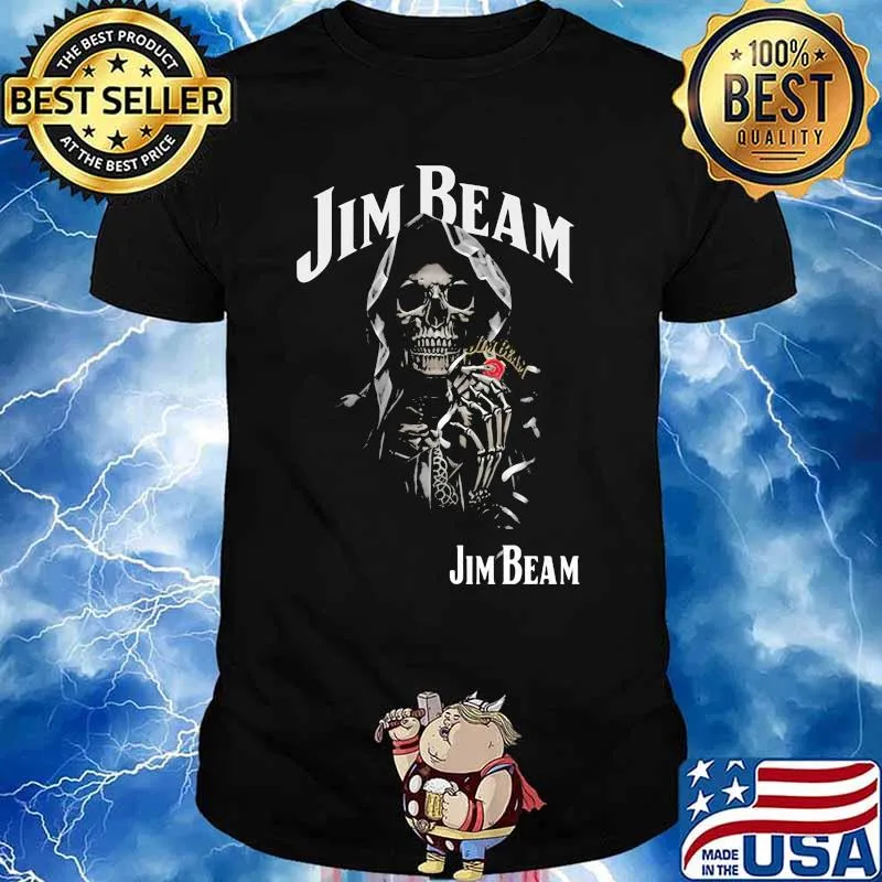 Skull Holding Jim Beam Logo Shirt