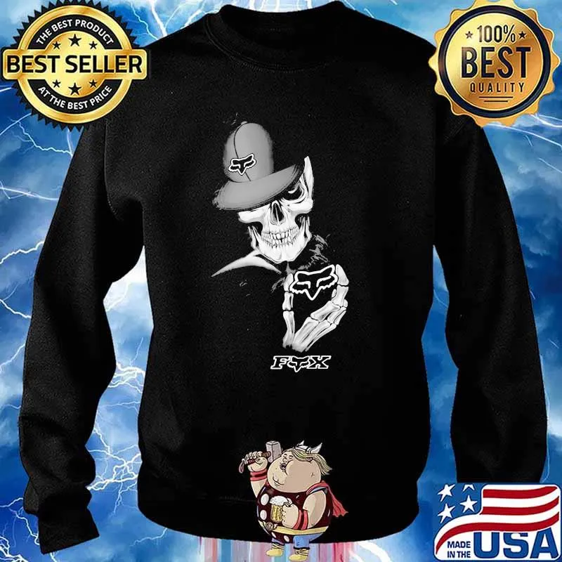 Skull Wear Hat And Holding Fx Logo Shirt Sweater