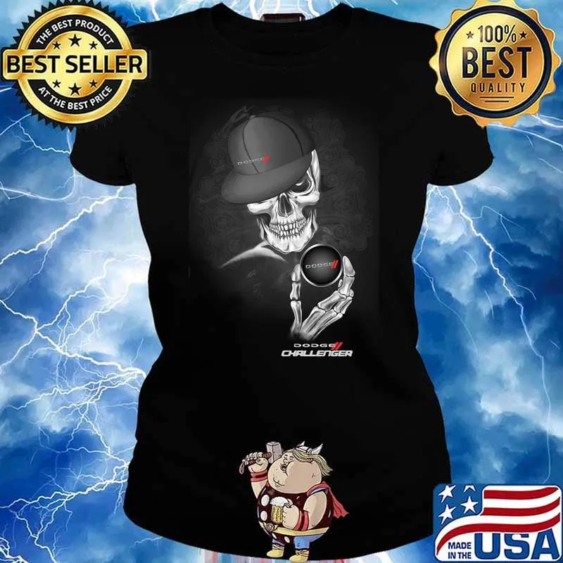 Skull With Dodge Challenger 2 Logo Shirt Ladies tee