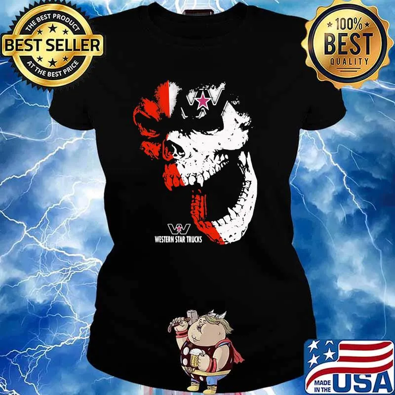 Skull With Western Star Trucks Logo Shirt Ladies tee