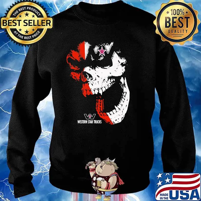 Skull With Western Star Trucks Logo Shirt Sweater