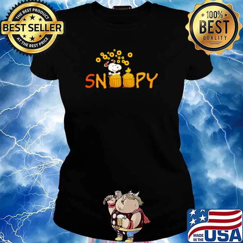 Snoopy Vs Woodstock Sunflowers Shirt Ladies tee