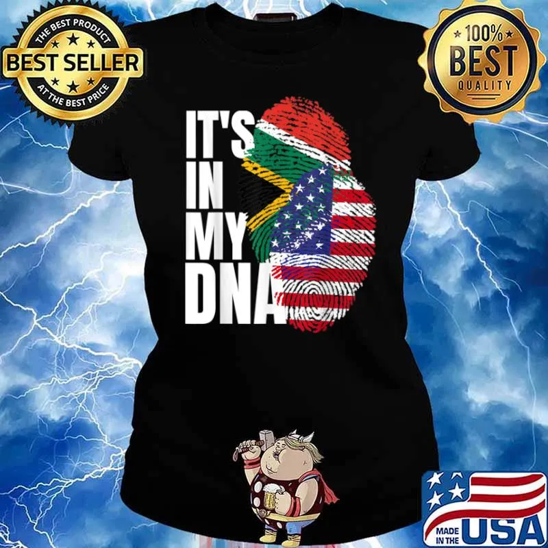 South African And American Mix DNA Heritage Flag Gift Shirt Ladies tee