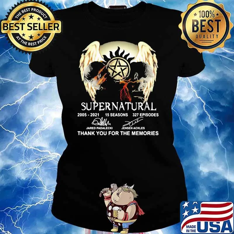 Supernatural 2005 2021 15 Seasons Thank You For The Memories Signatures Shirt Ladies tee