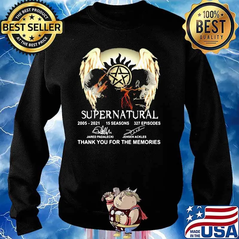 Supernatural 2005 2021 15 Seasons Thank You For The Memories Signatures Shirt Sweater