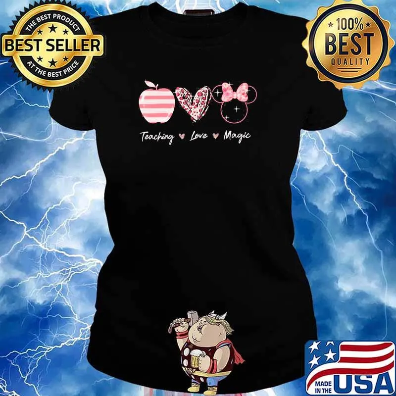 Teaching Love Magic Apple Heart Leopard Disney Shirt Ladies tee