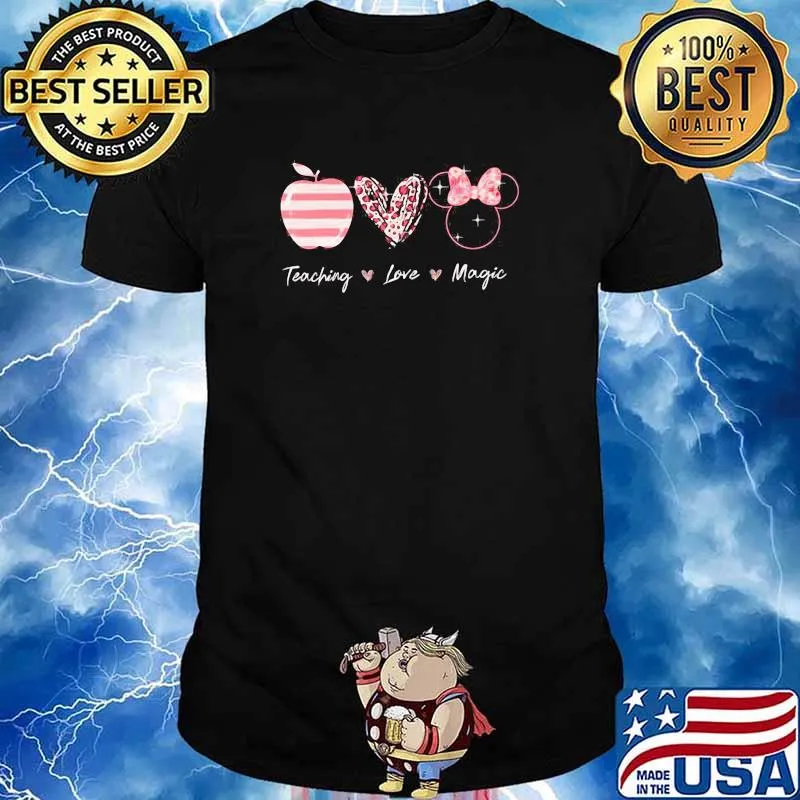 Teaching Love Magic Apple Heart Leopard Disney Shirt