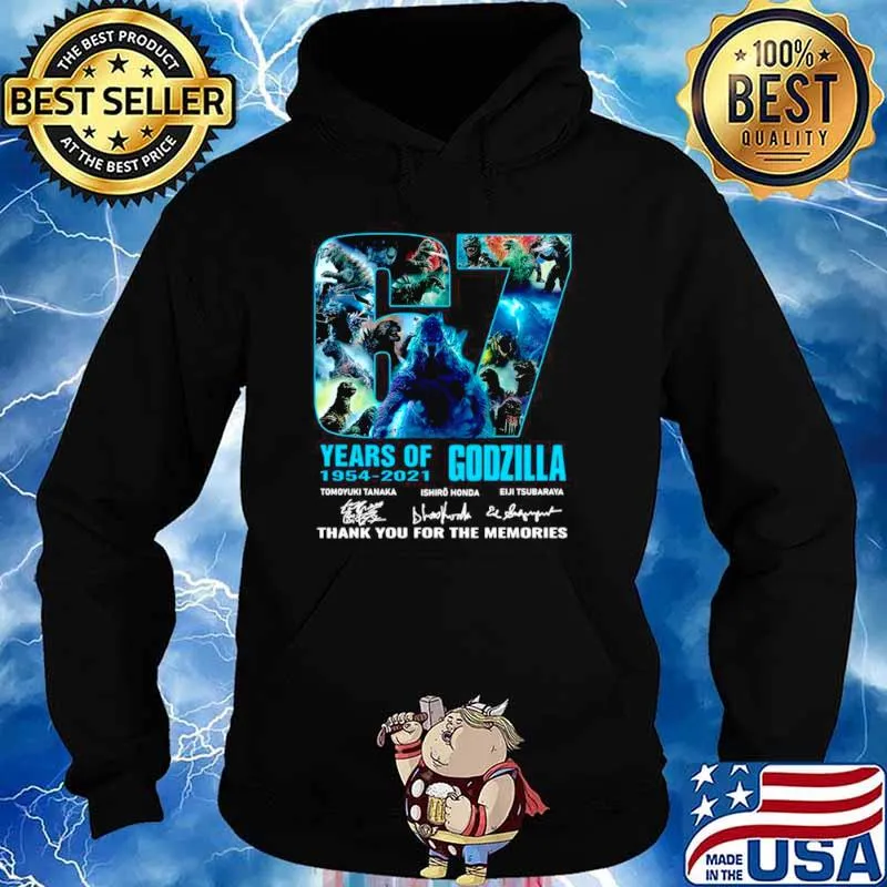 The Godzilla 67 Years 1954 2021 Signatures Thank You For The Memories Hoodie