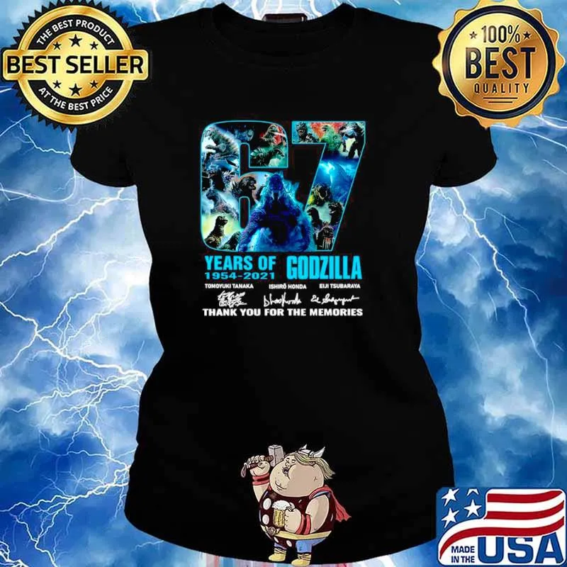 The Godzilla 67 Years 1954 2021 Signatures Thank You For The Memories Ladies tee
