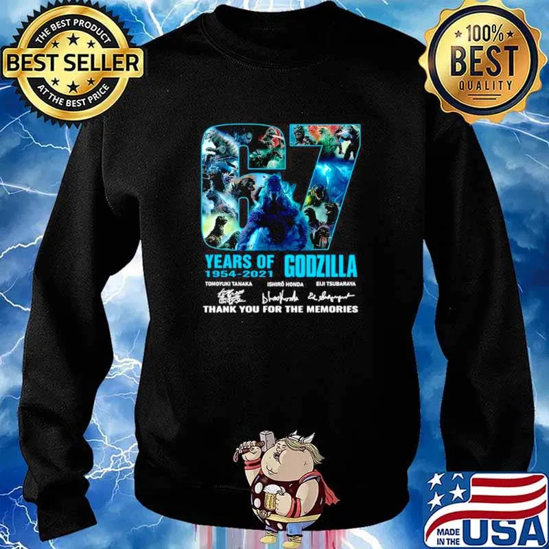 The Godzilla 67 Years 1954 2021 Signatures Thank You For The Memories Sweater