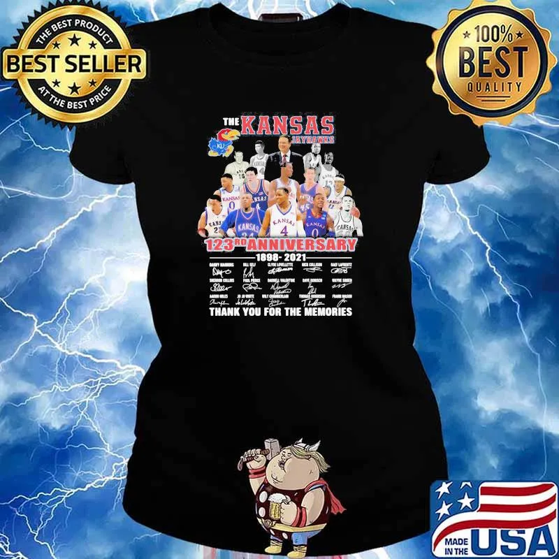 The Kansas Jayhawks 123rd Anniversary 1890 2021 Thank You For The Memories Signature Ladies tee