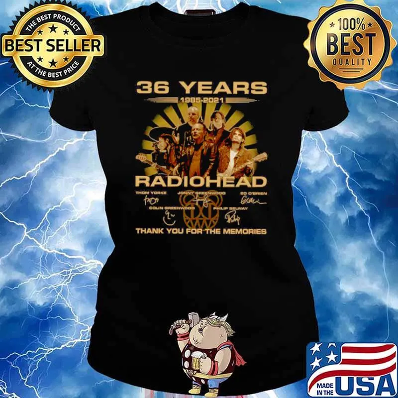 The Radiohead 36 Years 1985 2021 Signatures Thank You For The Memories Ladies tee