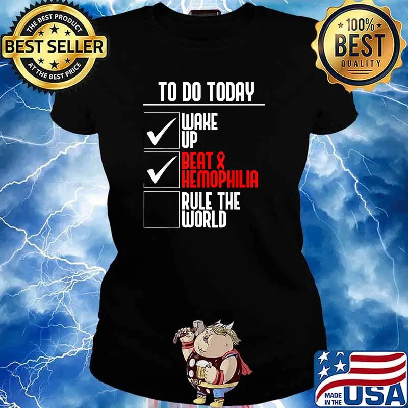 To Do Today Wake Up Rule The World List Red Hemophilia Ribbon Shirt Ladies tee
