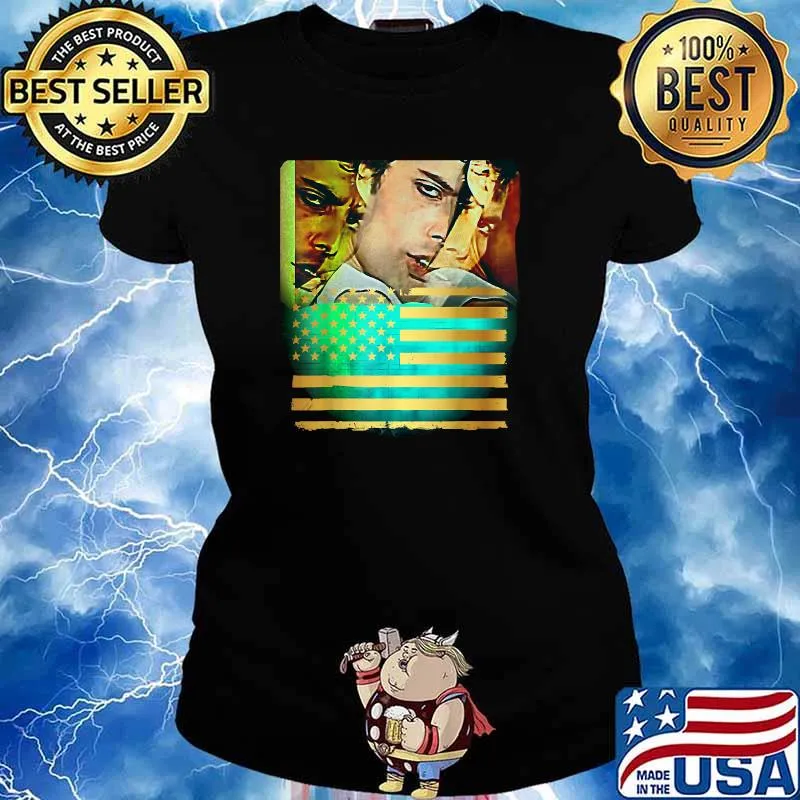 Triple Glaring Eyes on Golden Flag Patriotic Shirt Ladies tee