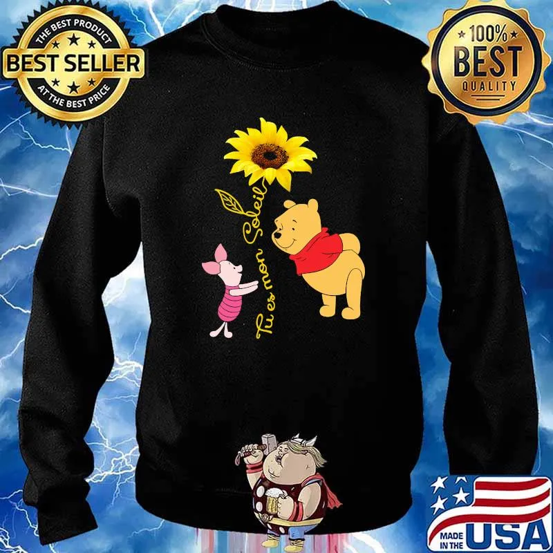 Tu Es Mon Soleil Pooh And Piglet Sunflower Shirt Sweater