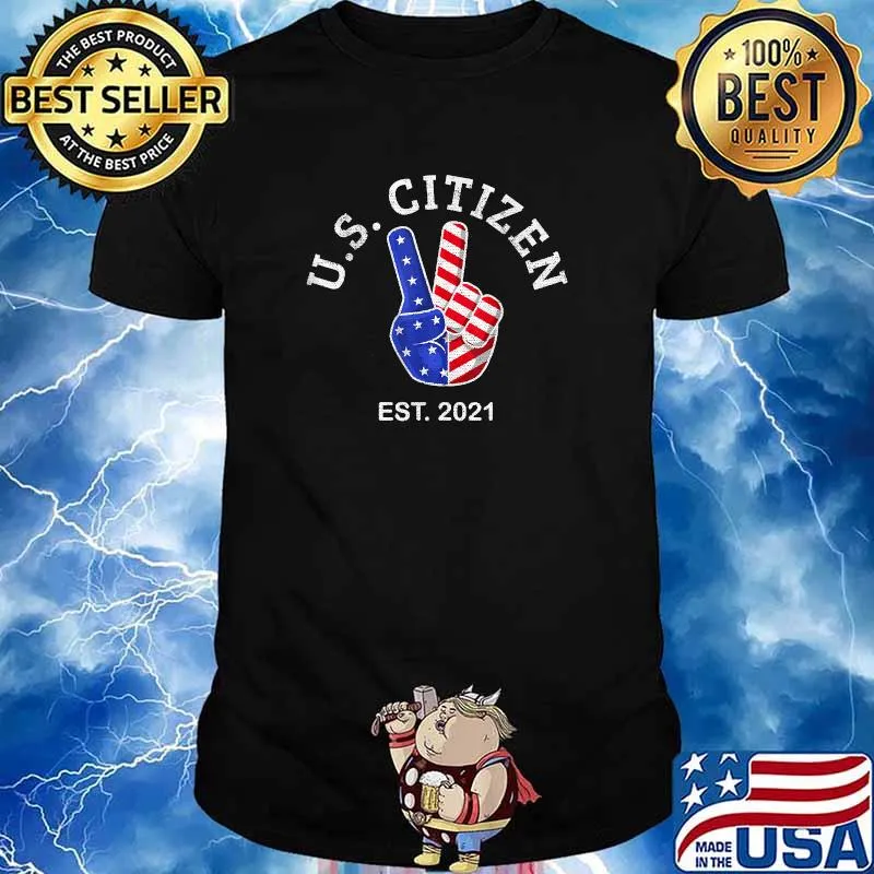 Us American Citizen 2021 Flag Vintage Peace Sign Hand Shirt