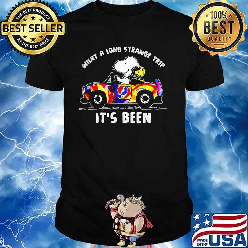 What A Long Strange Trip It’s Been Snoopy Driving Car Grateful Dead Skull Shirt