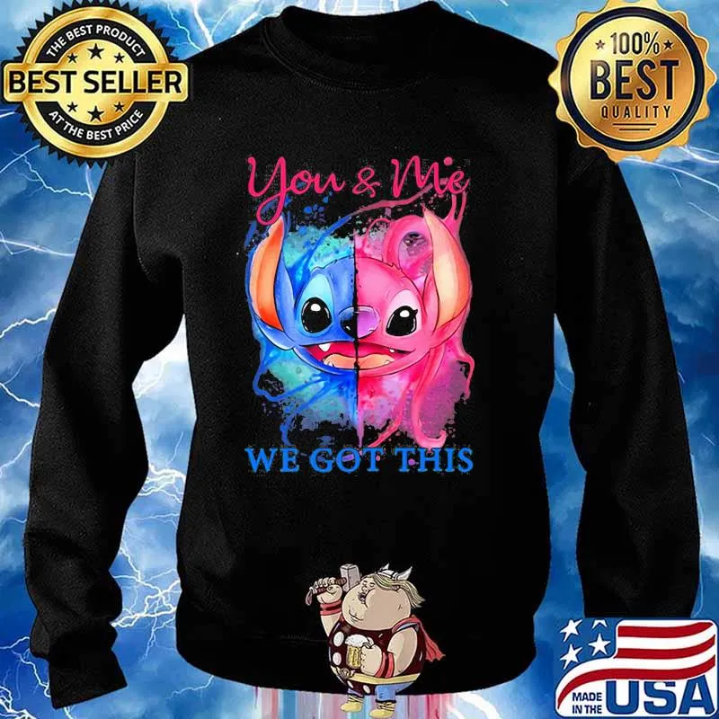 You And Me We Got This Stitch Blue Pink Shirt Sweater