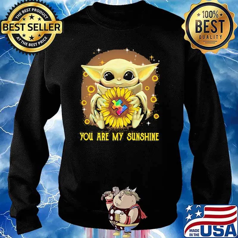 You Are My Sunshine Baby Yoda Sunflower Shirt Sweater