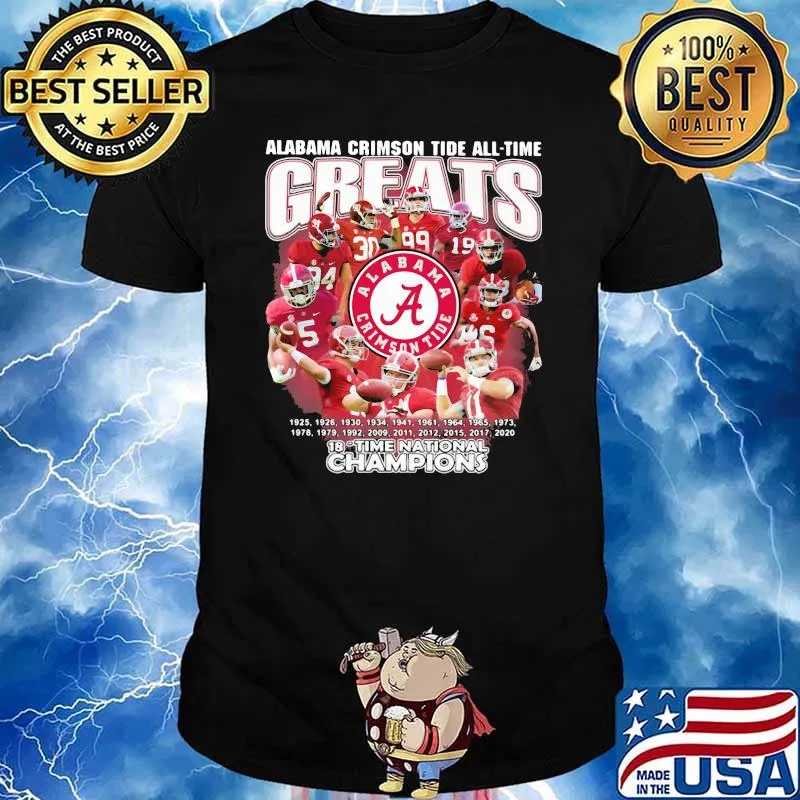 Alabama crimson tide all time greats 18 time national champion shirt