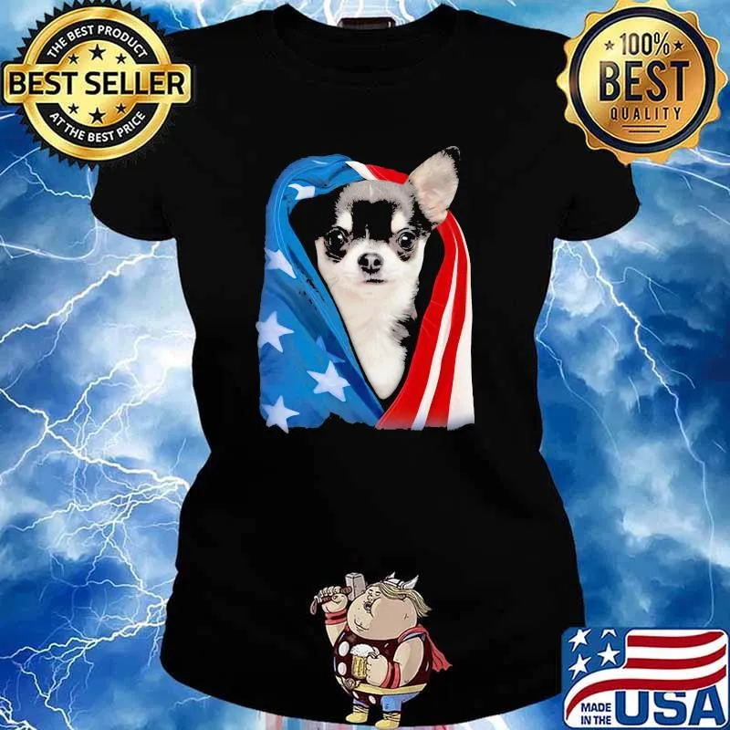 American flag Love Chihuahua Shirt Ladies tee