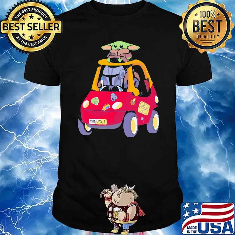 Baby on board the mandalorian driving car yoda shirt