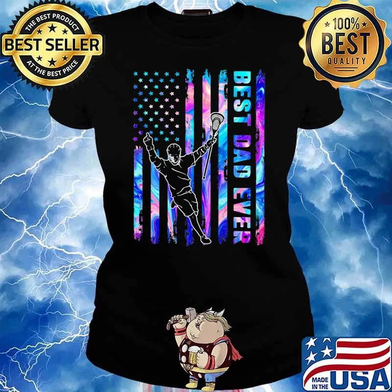 Best Dad Ver Lacrosse American Flag Holorgram Shirt Ladies tee