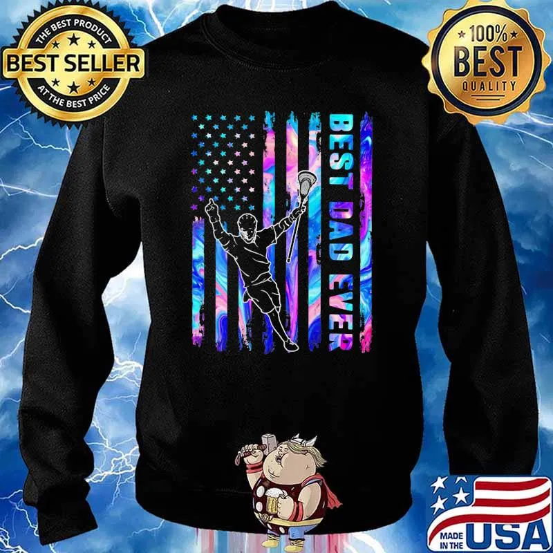 Best Dad Ver Lacrosse American Flag Holorgram Shirt Sweater
