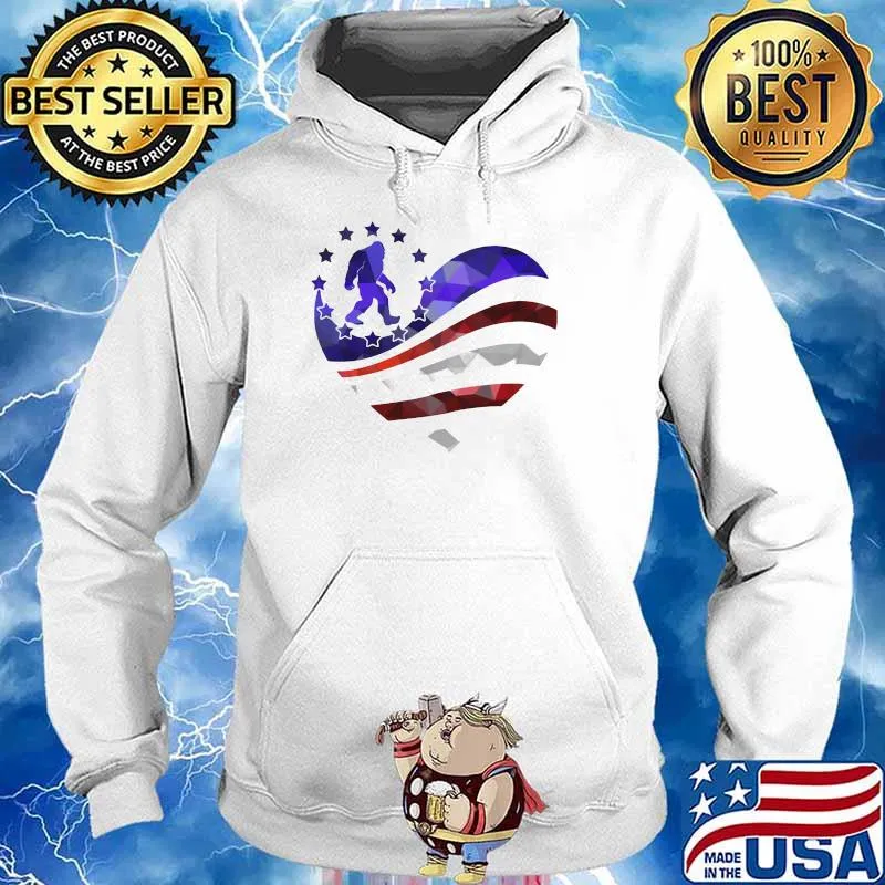Big Foot Love Flag American Heart Shirt Hoodie