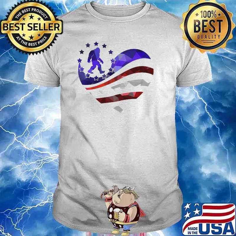 Big Foot Love Flag American Heart Shirt