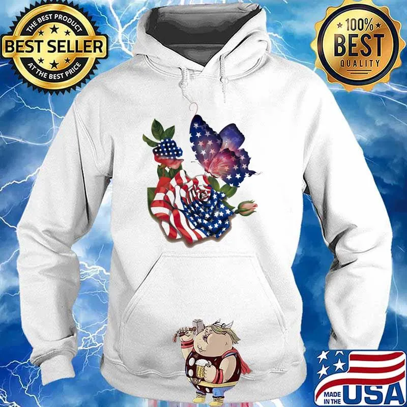 Butterfly proud and rose butterfly lovers American Flag Shirt Hoodie