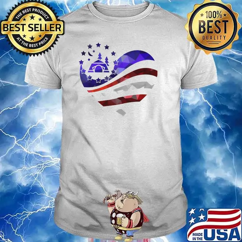 Camping Love Flag American Heart Shirt