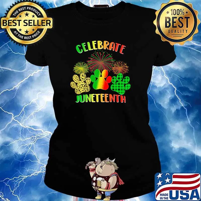 Celebrate Juneteenth Dog African Firework Shirt Ladies tee