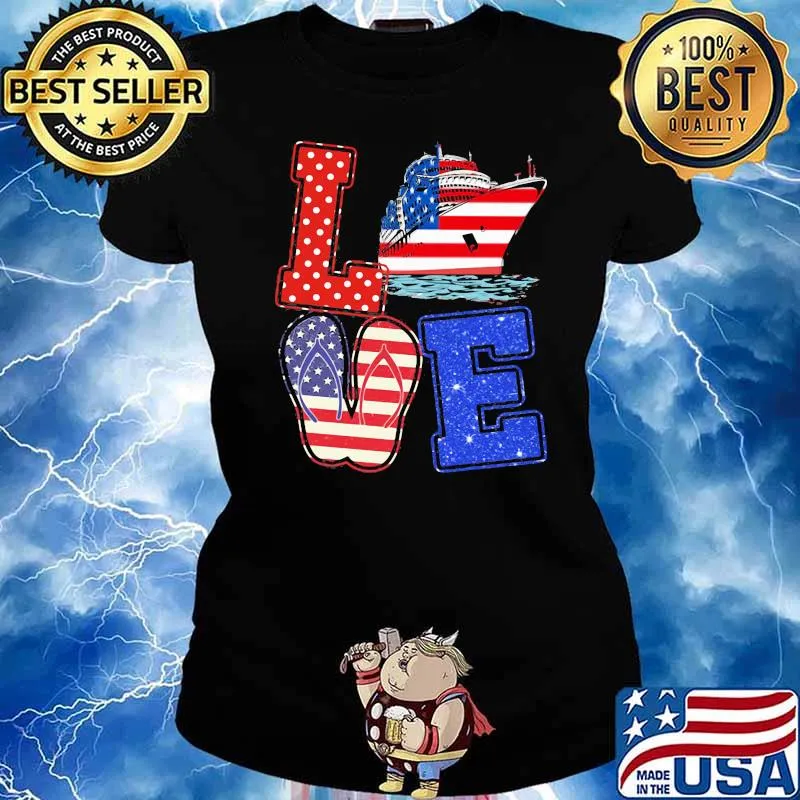 Cruising Love Flag American Shirt Ladies tee