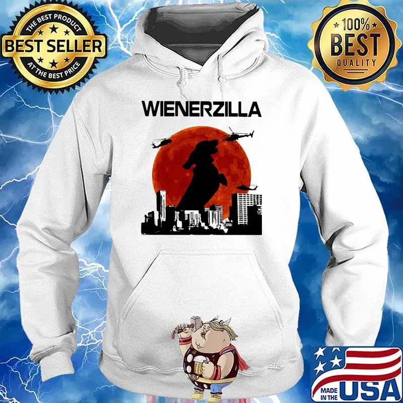 Dachshund Wienerzilla Helicopter Blood Moon Shirt Hoodie