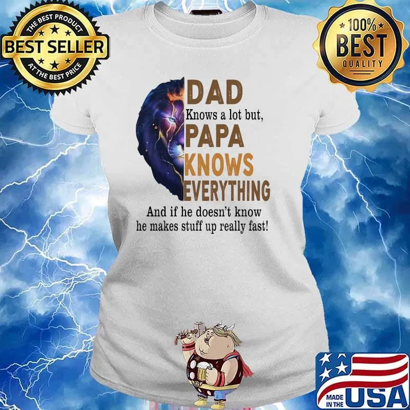 Dad Knows A Lot But Papa Knows Everything And If He Doesn't Know He Makes Stuff Up Really Fast Lion Shirt Ladies tee