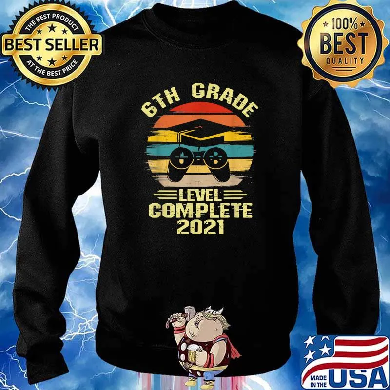 Gamer 6th Grade Graduation Level Complete 2021 Vintage Shirt Sweater