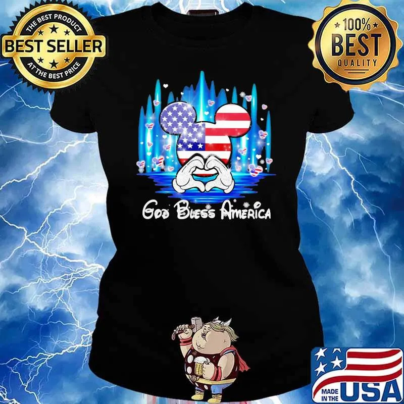 God bless america disney 4th of July independence hologram Ladies tee