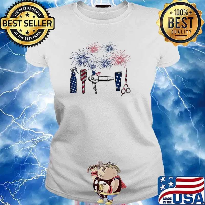 Hair Mechanic Firework American Flag Shirt Ladies tee