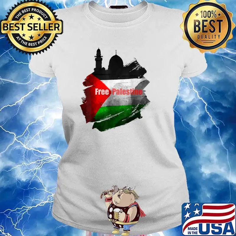 House Free Gaza Palestine Flag Arabic Shirt Ladies tee