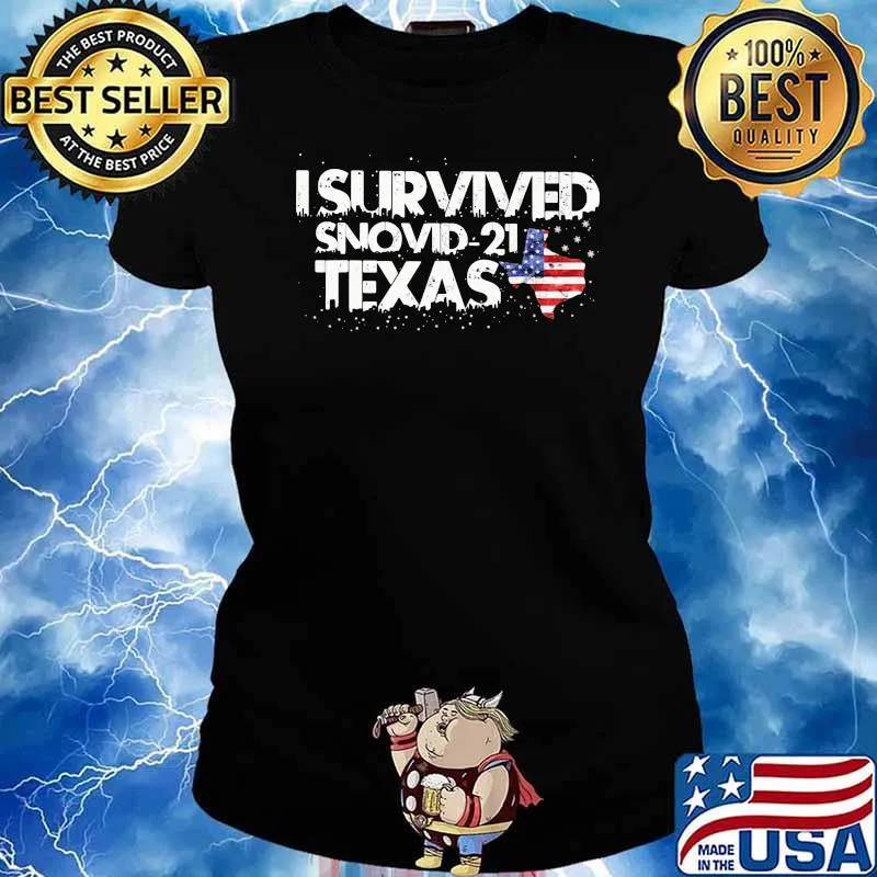I Survived Snovid-21 Texas American Flag Shirt Ladies tee