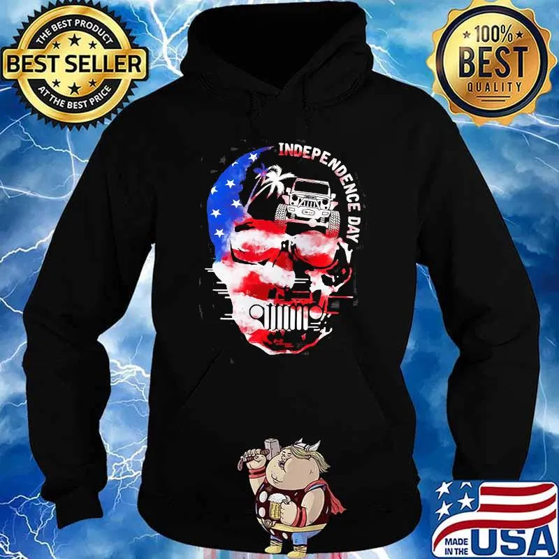 Independence Day Skull Jeep American Flag Shirt Hoodie