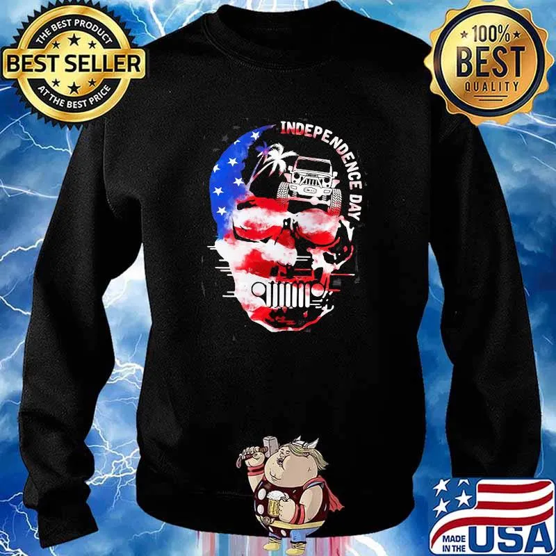 Independence Day Skull Jeep American Flag Shirt Sweater