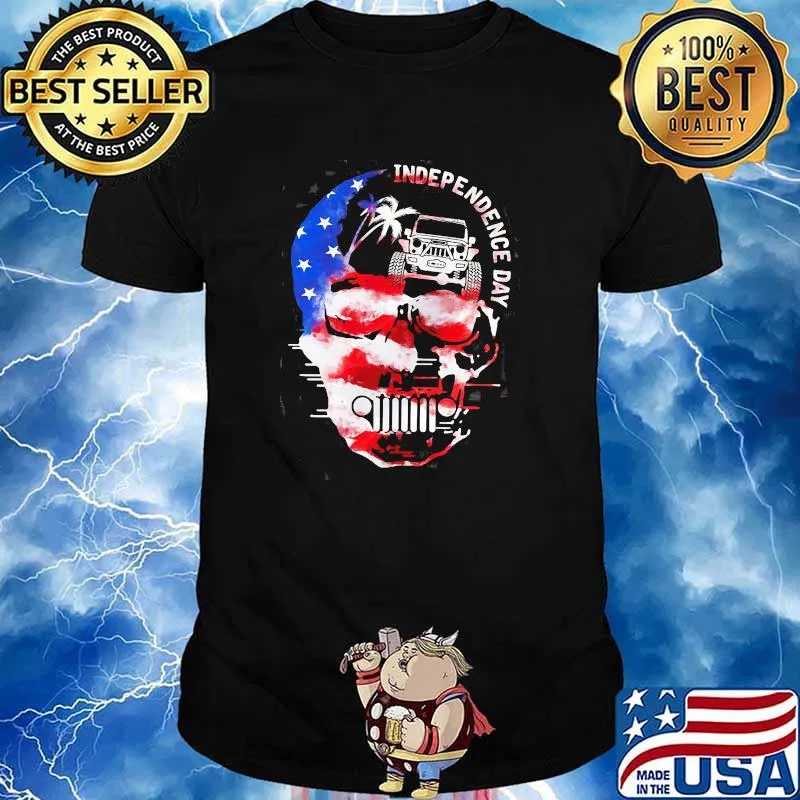Independence Day Skull Jeep American Flag Shirt