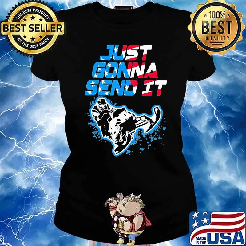 Just Gonna Send It Snowmobile American Flag Shirt Ladies tee