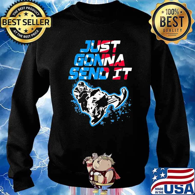 Just Gonna Send It Snowmobile American Flag Shirt Sweater