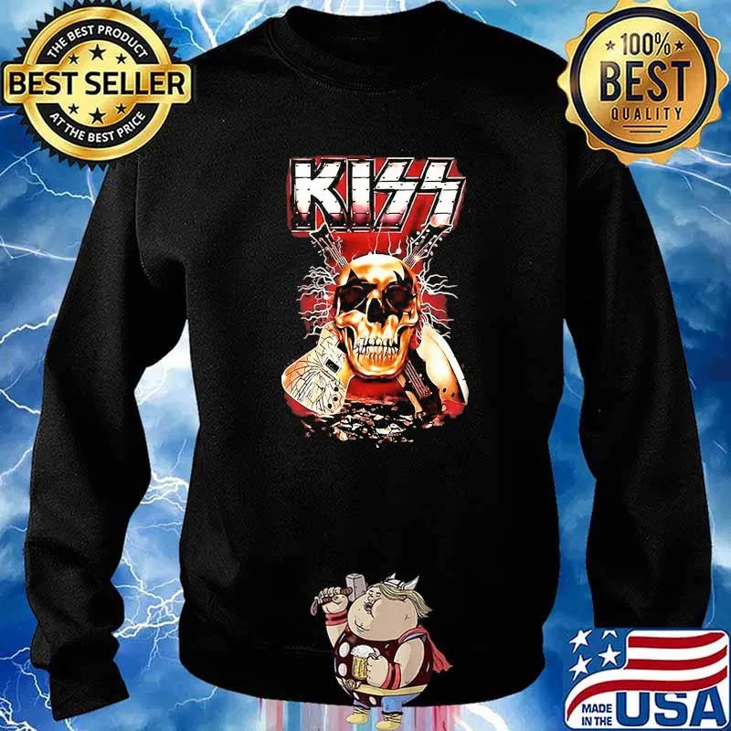 Kiss skull guitar band rock music Sweater